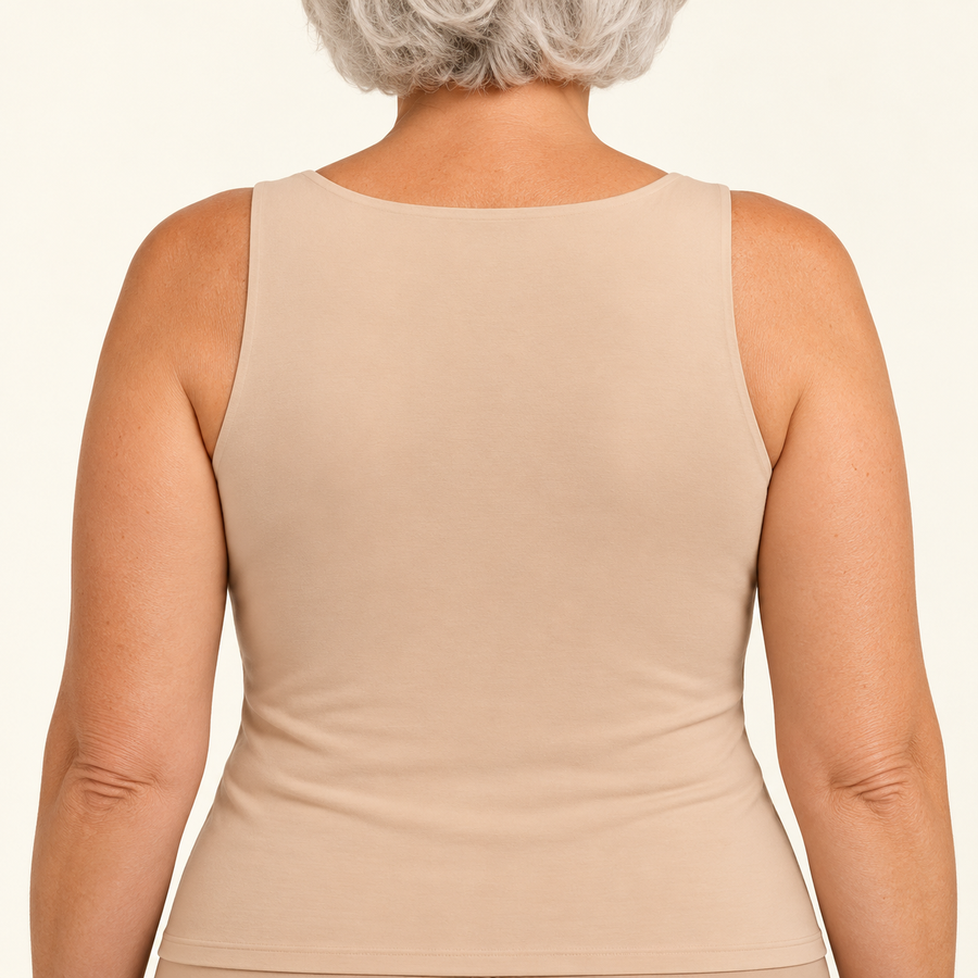 Back view showing the Luvoat tank without a back clasp